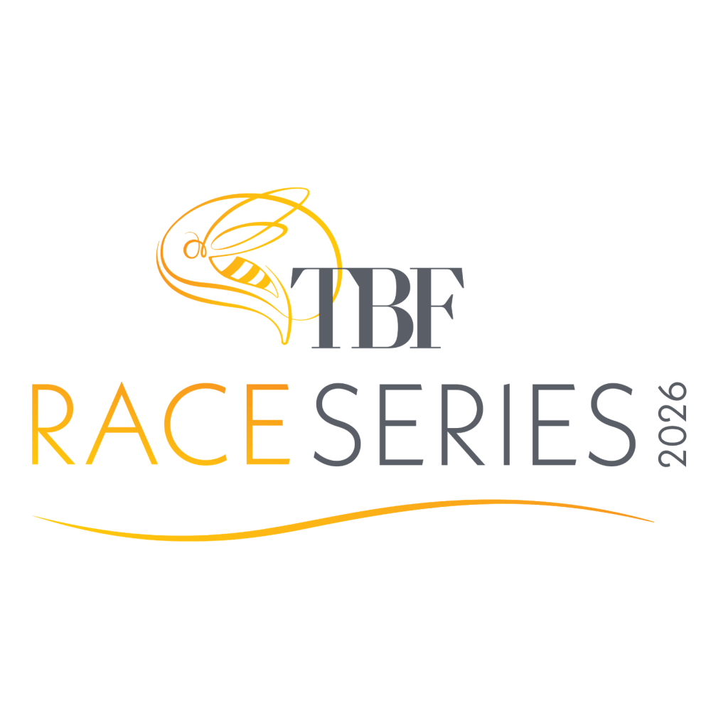 TBF RACE SERIES 2026 logo with a stylized yellow bee above the letters TBF and RACE SERIES 2026 in gray and yellow text, with a yellow curved line below.
